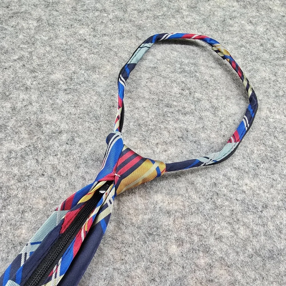 Littlest Prince Couture Boys Zipper Tie 8-11Y Multicolor Plaid Polyester 17 inch